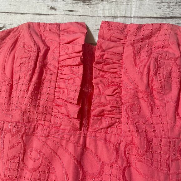 Lilly Pulitzer Size 10 Frankie Dress Pink Embroidered Strapless Above Knee Mini - Picture 4 of 8